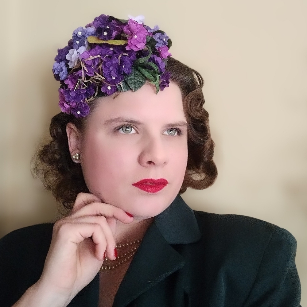 Vintage-Inspired Purple Floral Headpiece
